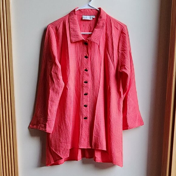 Habitat Hot Pink Oversized Button Down Shirt Size Small - Picture 1 of 14